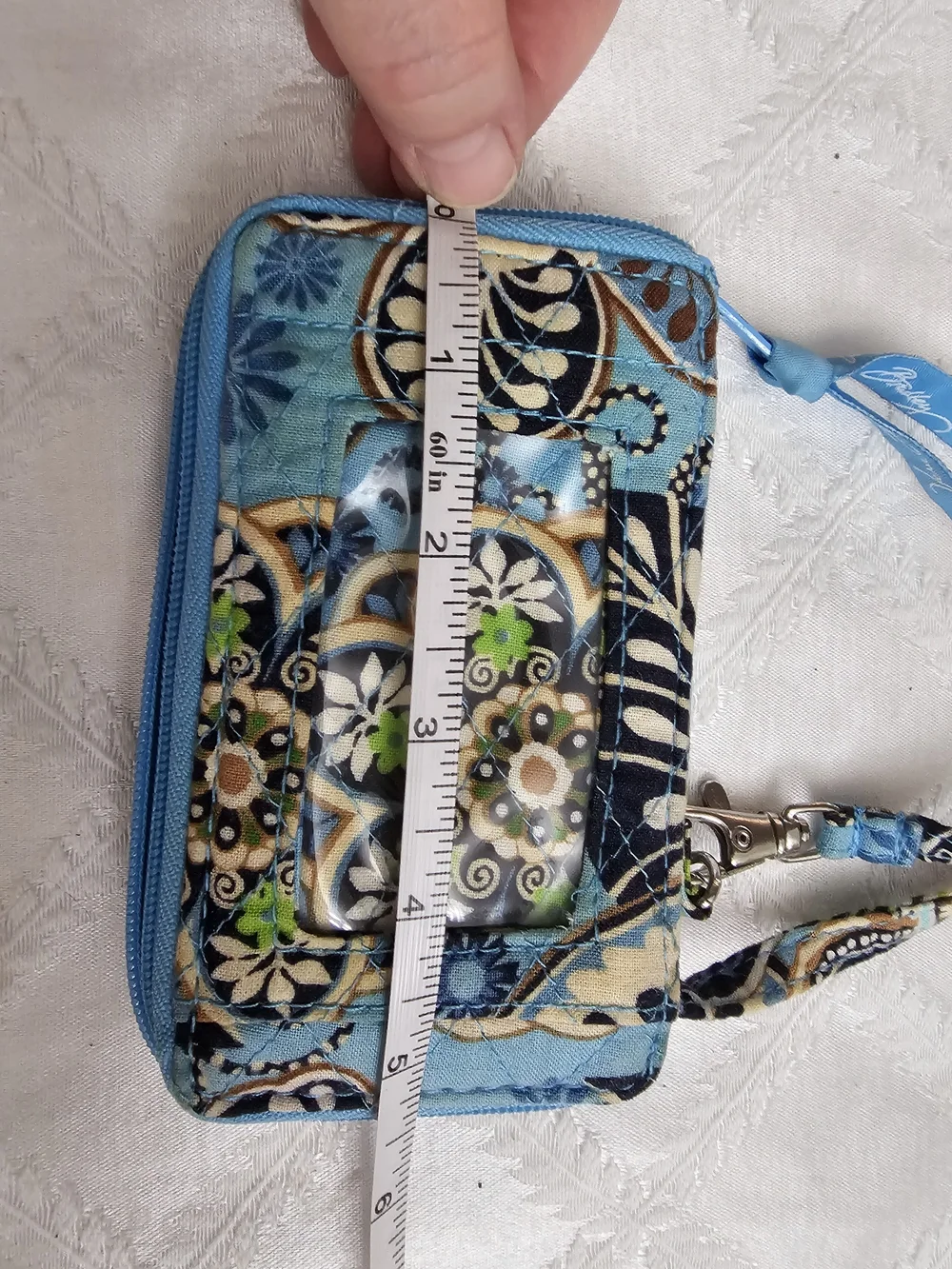 Vera Bradley Blue Floral Quilted Wristlet Wallet In Bali Blue